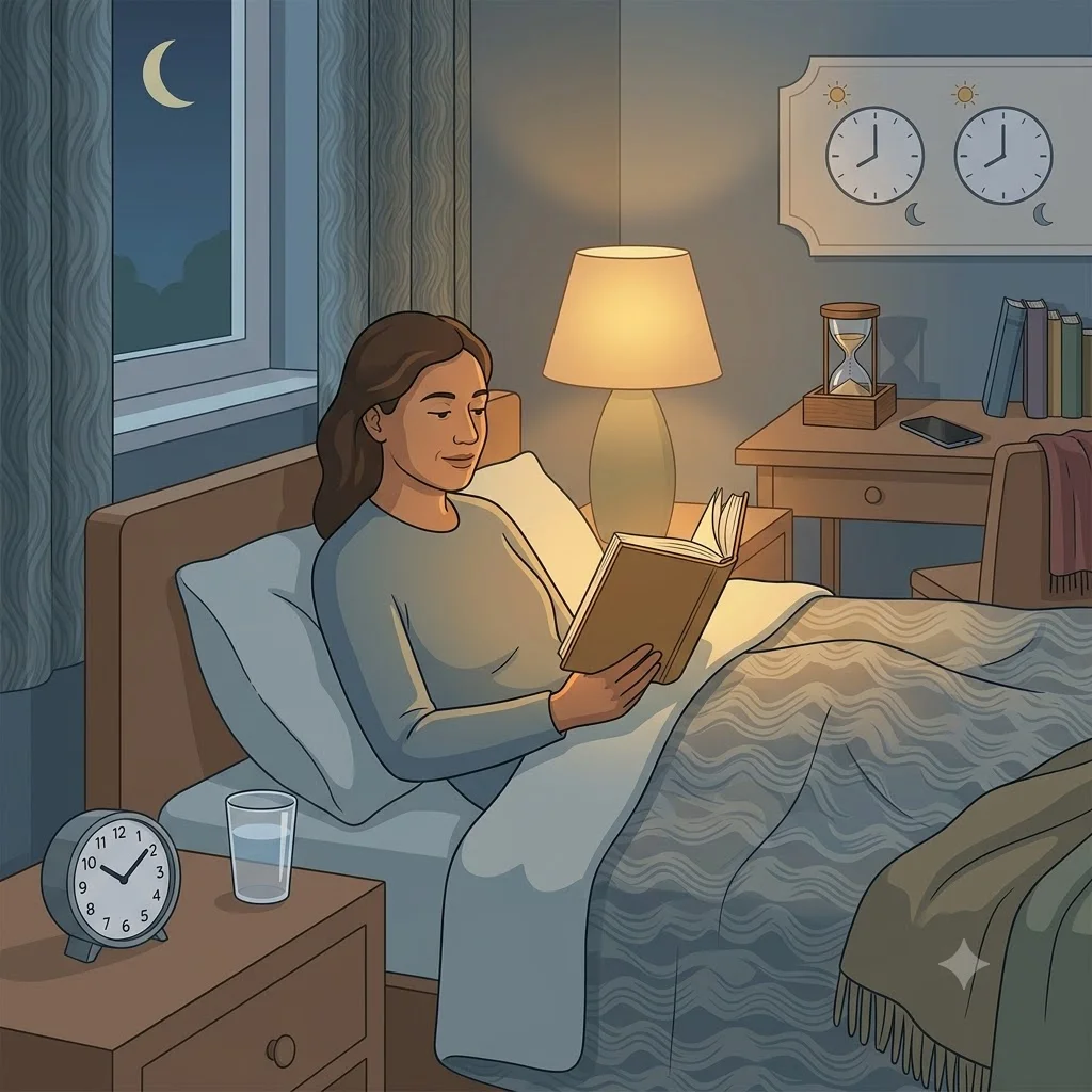 Adult following a calm evening routine before bedtime