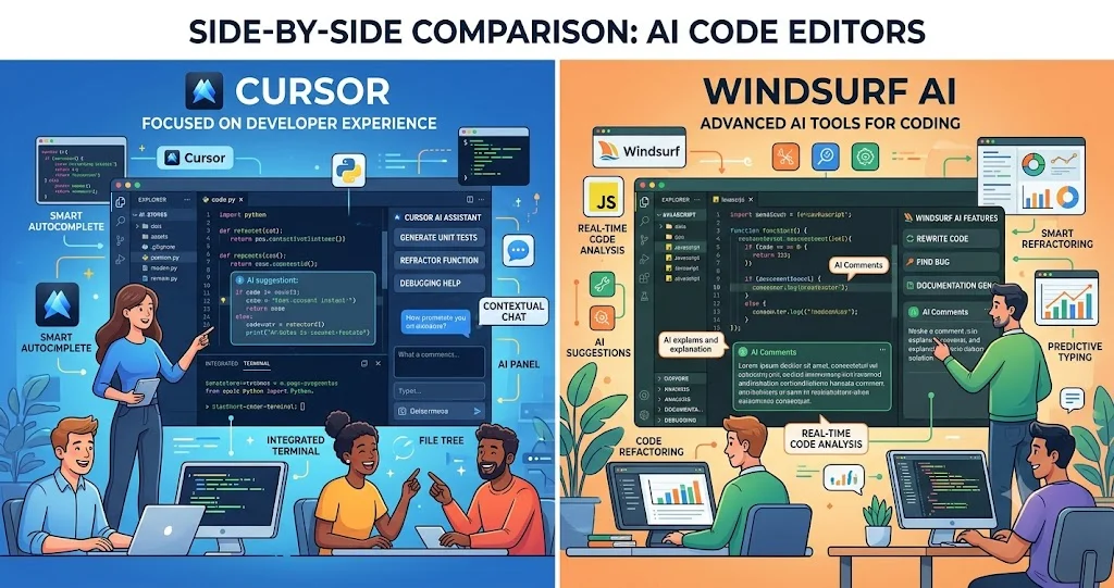 Cursor vs Windsurf: AI Code Editor Comparison Guide
