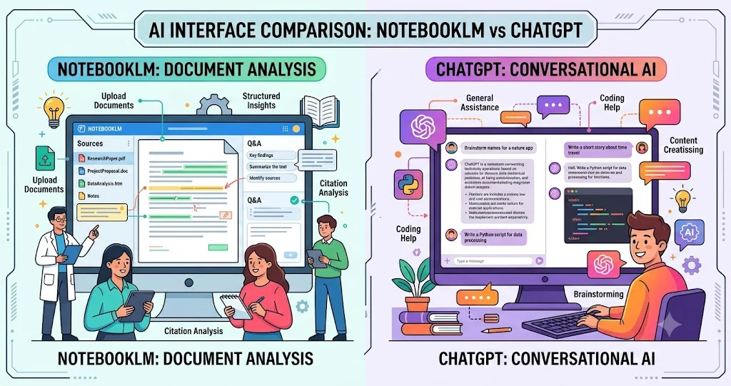 NotebookLM vs ChatGPT: AI Research Tool Comparison
