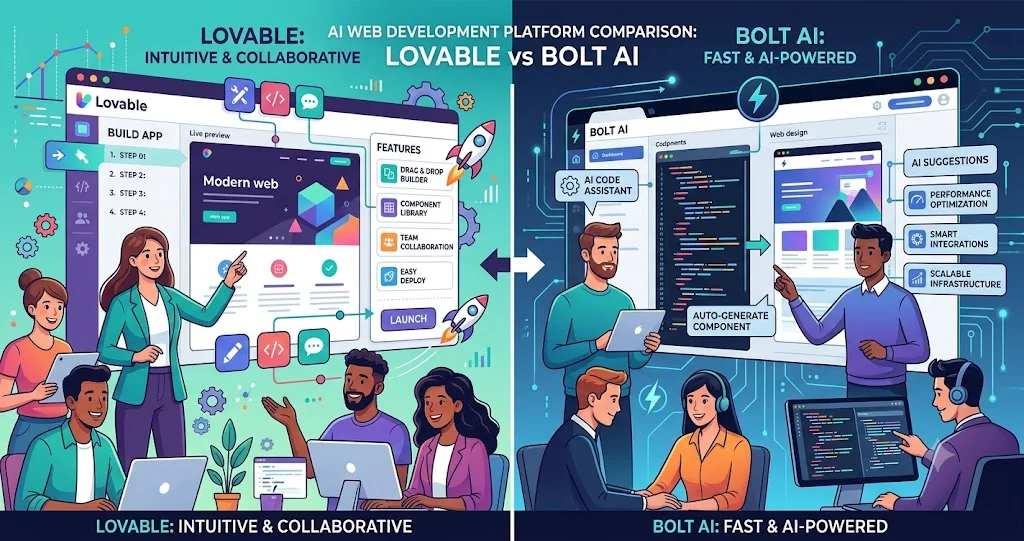 Lovable vs Bolt: AI Web Development Platform Comparison